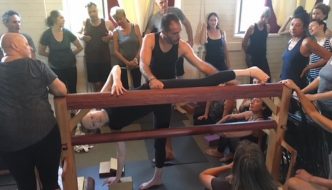 Adjusting in Ardha Chandrasana